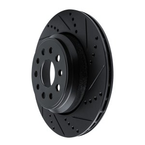 Maserati Ghibli Brake Rotor (1) - Rear Right - R1 Concepts - Drilled & Slotted - Black - `14-`16